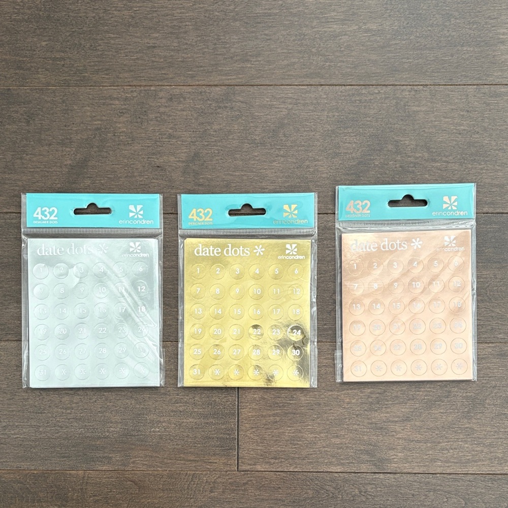 ERIN CONDREN Designer Dots Date Stickers, 432 Numbers, Planner Notebook Journal